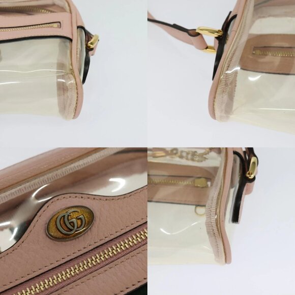GUCCI Web Sherry Line Shoulder Bag Vinyl Clear Red Green 517350 Auth ki5631AV - Picture 16 of 16
